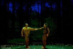 FARAEKOTO Direction artistique et choregraphie Severine Bidaud, Aide chorégraphie Joelle Iffrig, Textes et conseils dramaturgiques Marion Aubert, Costumes Alice Touvet, Musiques originales Natyve, Lumieres Esteban Loirat, Video Pascal Minet, Maison des Arts de Creteil le 4 fevrier 2022.
Interpretes : Sandra Geco et Giovanni Leocadie
(photo by Patrick Berger)